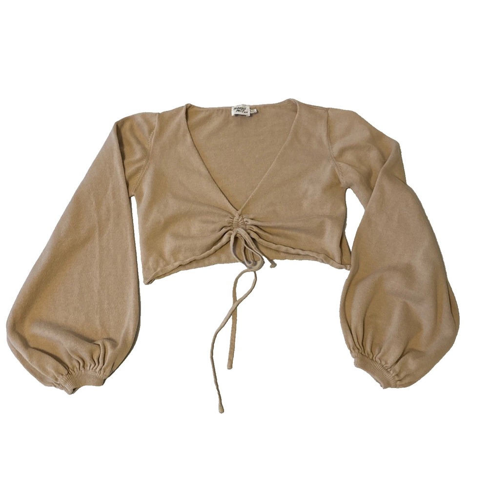 Princess Polly Kora Cropped Balloon Sleeve Ruched Knit‎ Top Women's XS Y2K Boho